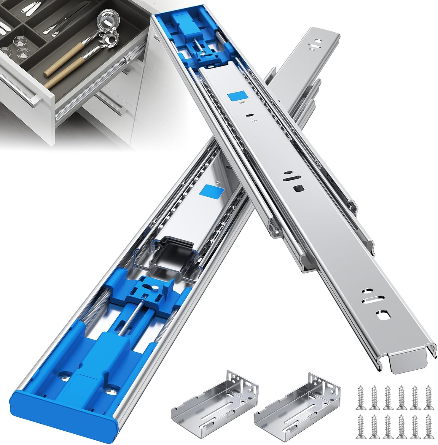 Drawer Slide Pair - Glissières de tiroir à roulement à