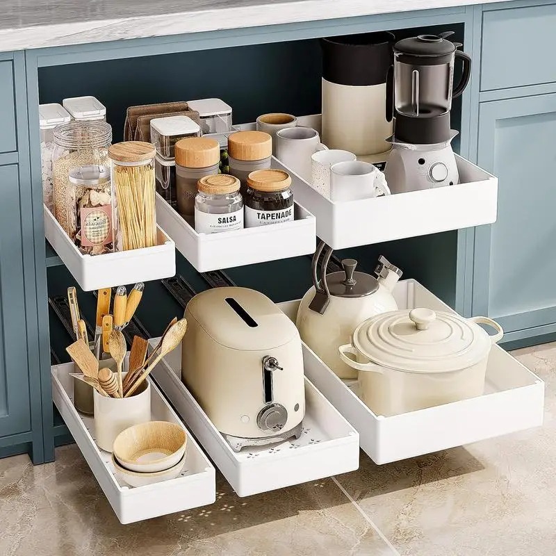 Drawer Slide Pair - Organisateur de cuisine extractible, étagère de