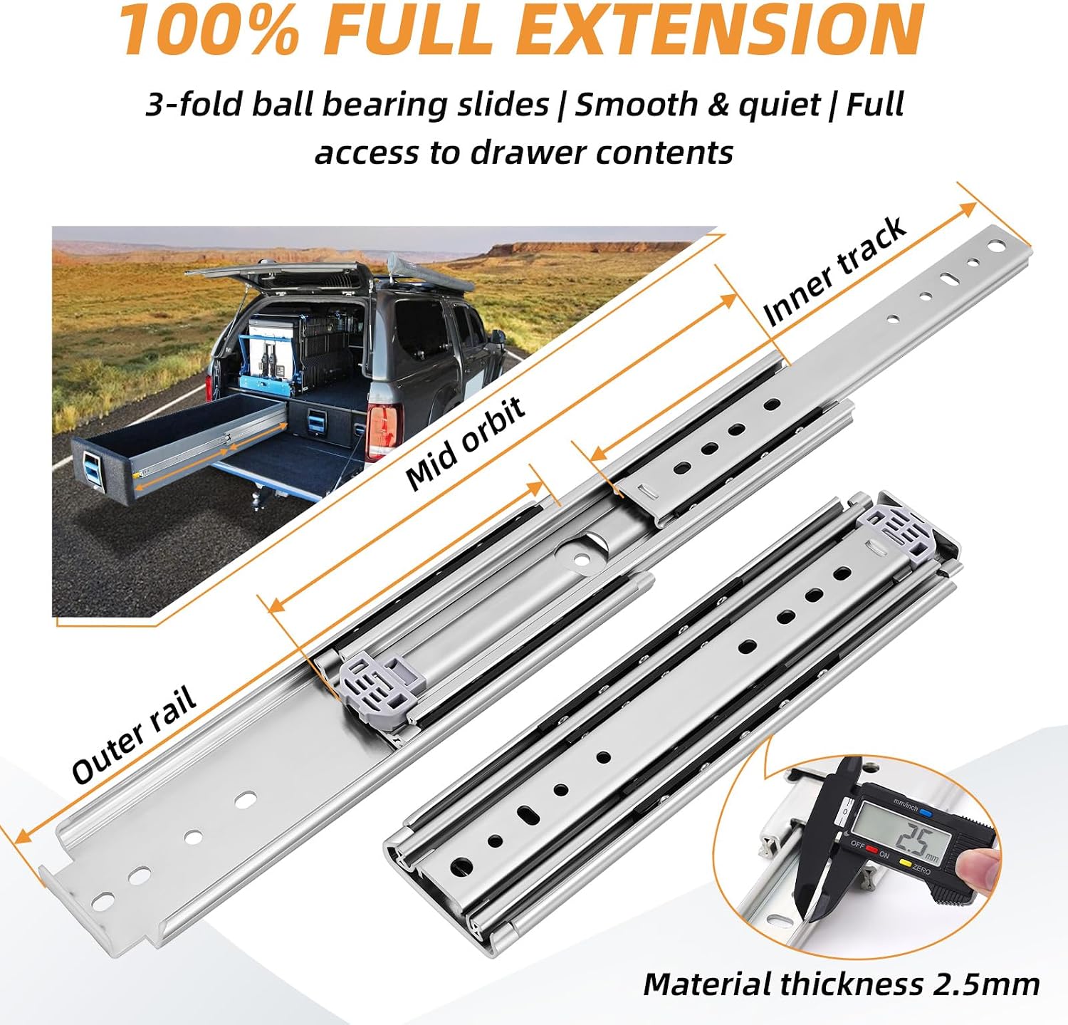 Glissières de tiroir robustes  - Drawer Slide Pair avis et prix